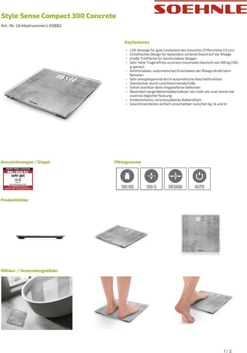 Produktbild Soehnle Style Sense Compact 300 Concrete (180 kg)