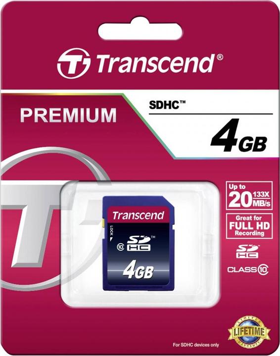 Image du produit Transcend SDHC 200x (4 Go, SDHC, U1, UHS-I)