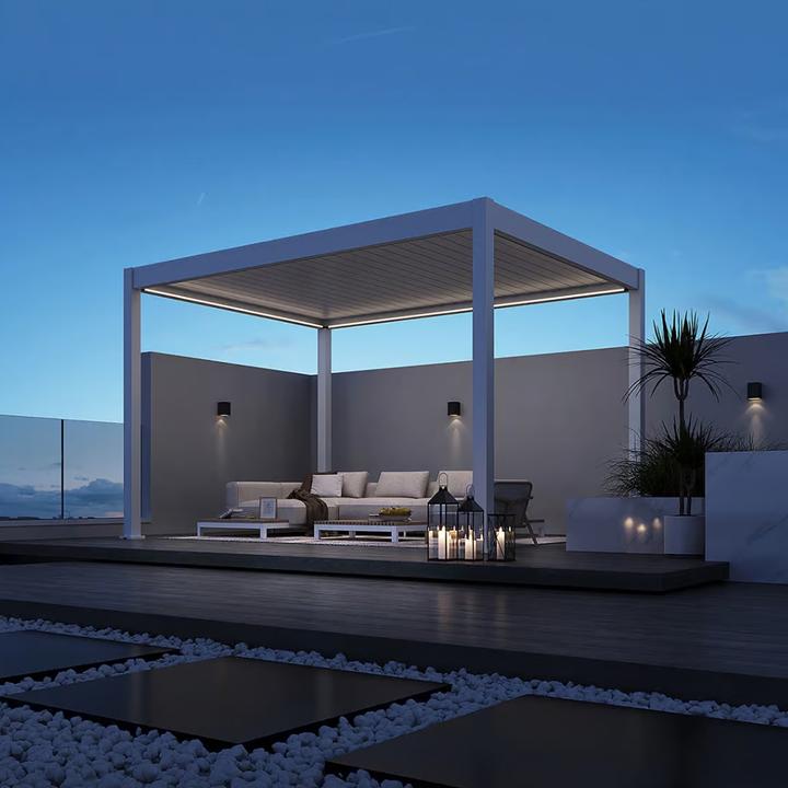 Weide elektrische Pergola 3x4m Weiss mit LED (400 cm, 300 cm)