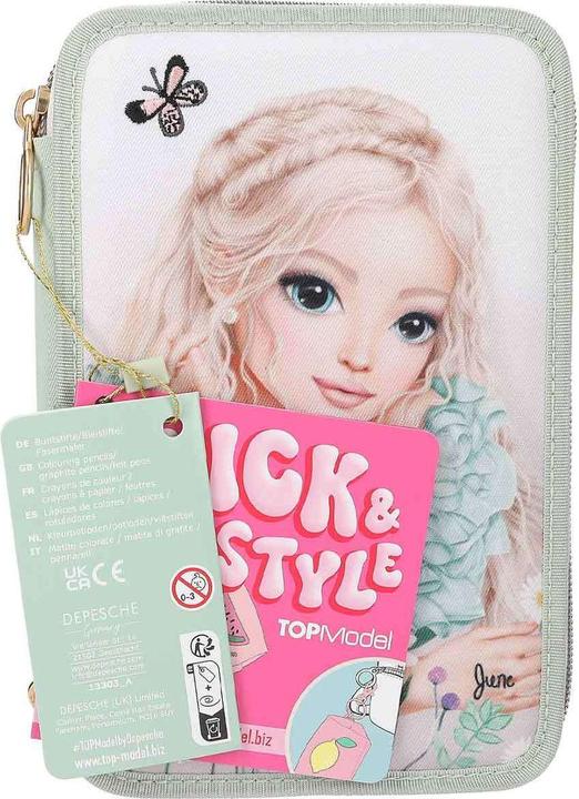 Actual product image Top Model Topmodel - TOPModel Triple Pencil Case SUMMER FEELING - Sage Green (413303)