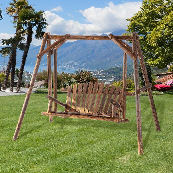 Produktbild Swisshandel24 Hollywoodschaukel 2-Sitzer Gartenschaukel Schaukelbank Hängebank Massivholz Natur187 x 137 x 170 cm