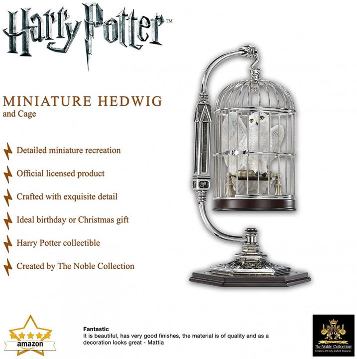 Actual product image Noble Collection Harry Potter miniature Hedwig in a cage