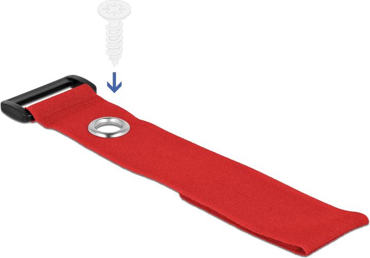 Produktbild Delock Klett-Kabelbinder mit Schlaufe und Befestigungsöse L 280 x B 38 mm rot 3 Stück (Klettkabelbinder, 280 mm, 3 Stk.)