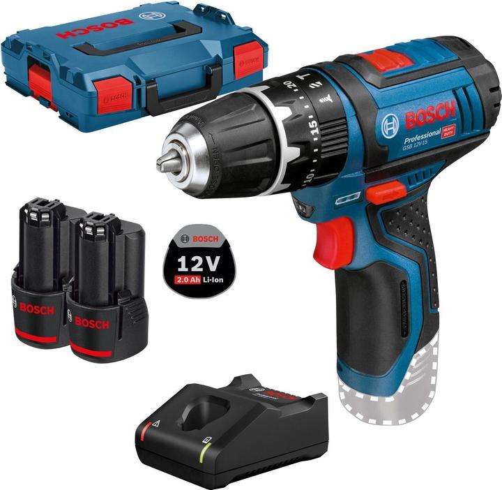 Actual product image Bosch Professional GSB 12-2-Li, 2 batteries incl. L-Boxx (Rechargeable battery operated)