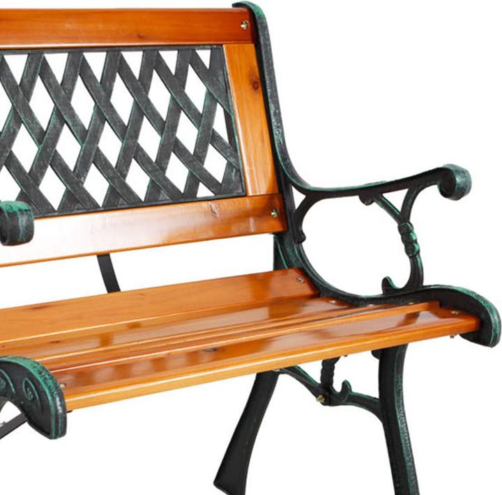 Actual product image Mojawo Gusseisen Gartentisch Outdoortisch Holz Glasplatte Natur 98x46xH56cm