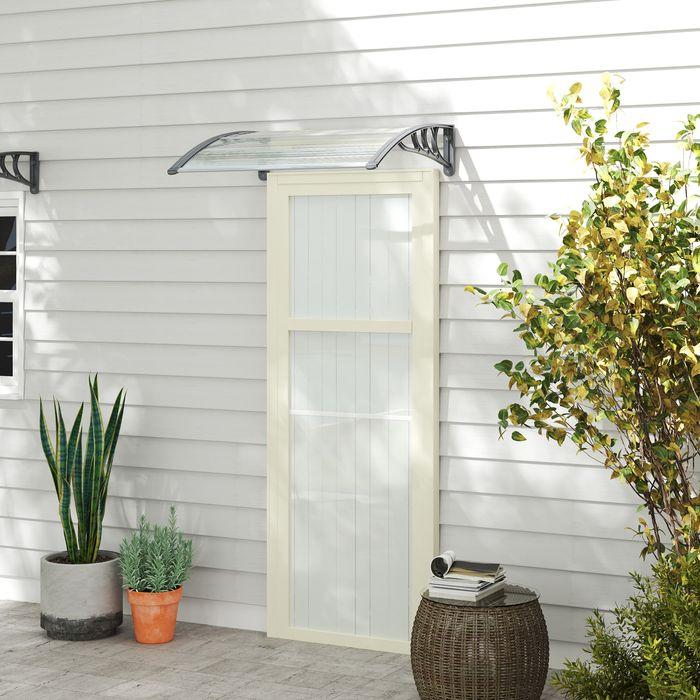Image du produit Swisshandel24 Vordach für Haustür 100 x 75 cm Pultbogenvordach aus Aluminium und Polycarbonat, silber