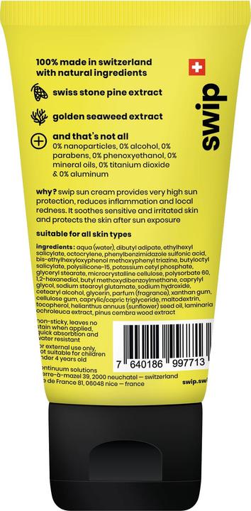 Swip Sun cream (Sonnencreme, SPF 50, 75 ml, 80 g)