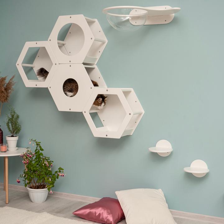 Actual product image Wowhelperco Climbing wall for cats 8-piece (White)