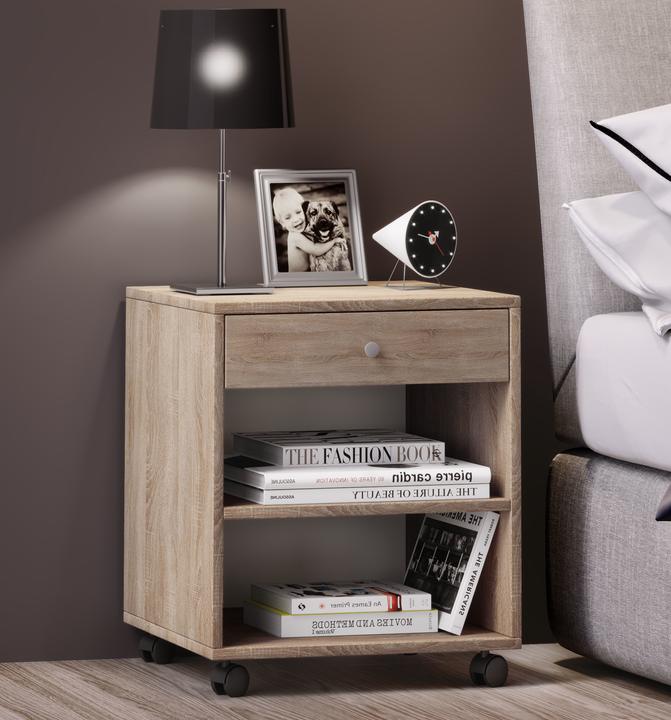 Image du produit VCM Table de nuit en bois Rolda avec roulettes (45 x 38 x 54 cm)