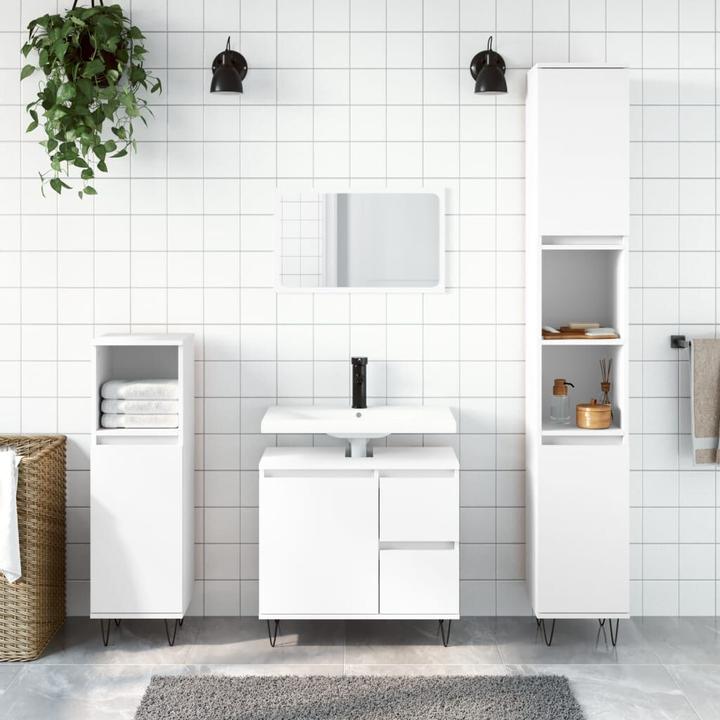 Image du produit VidaXL 3-tlg. Badmöbel-Set Weiss Holzwerkstoff, Farbe: Weiss