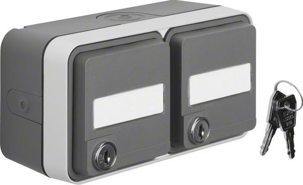 Produktbild Berker SCHUKO-Doppelsteckdose 47893525 waager. m.Klappd. AP W.1 Steckdose 4011334428060