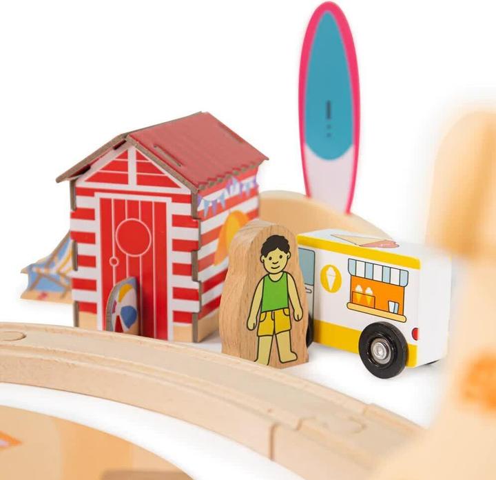 Immagine prodotto Bigjigs Set ferroviario in legno Sea Coast Cleaning Up, 70 pezzi.