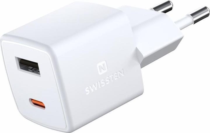 Swissten MINI GaN TRAVEL CHARGER 1x USB-C + 1xUSB 30W Power Delivery (30 W)