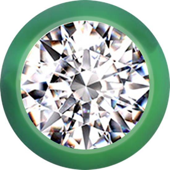 Produktbild Star Piercing Kugel grün mit Kristall silber (ohne Messing, Titan G23)