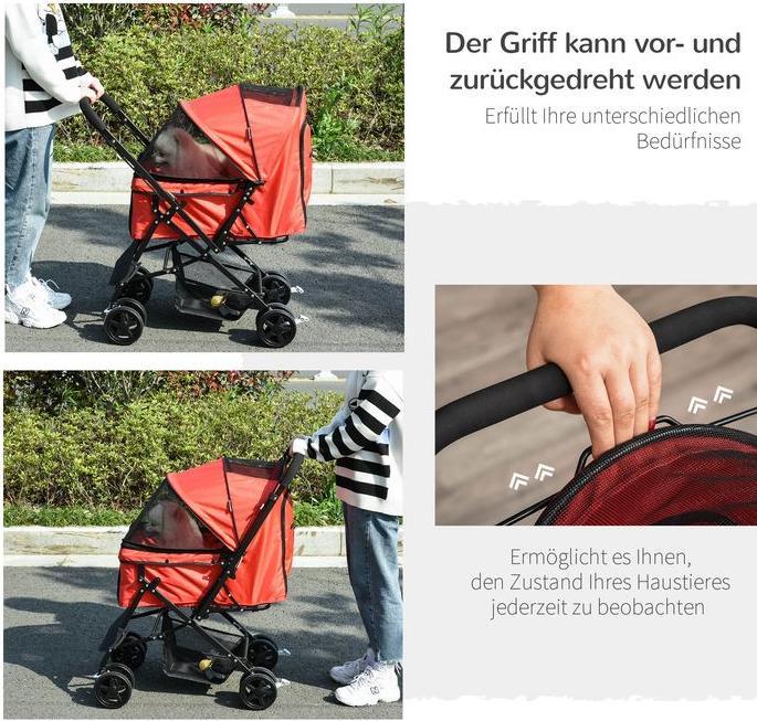 Produktbild Swisshandel24 Hundebuggy Hundewagen Buggy für kleine Hunde und Katzen Haustierwagen Pet Stroller Katzenbuggy Oxfor (Katze, Hund, Faltbar)