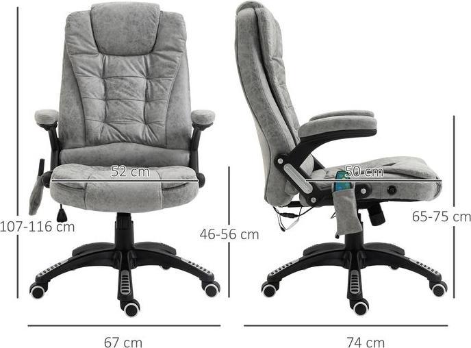 Immagine prodotto Swisshandel24 Sedia da ufficio con funzione massaggio e calore, ergonomica, 6 punti di massaggio, grigia