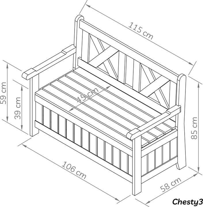 Actual product image Needs&Wants Gartenbank "Chesty3" mit Truhe u. Abdeckung, Tanne (braun)