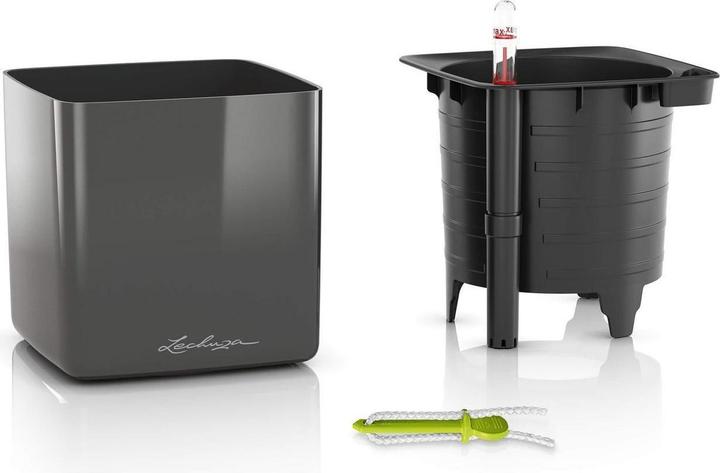 Image du produit Lechuza Pot de plante CUBE Titane brillant (14 cm)