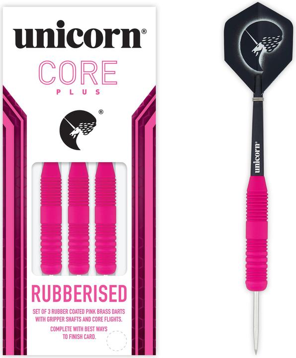 Actual product image Unicorn Core Plus Rubberised Pink Steel Darts 1 set (26 g)