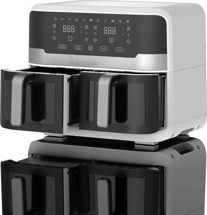 Actual product image MasterPRO Rocket Duo hot air fryer 2400W with display, indicator light black, silver