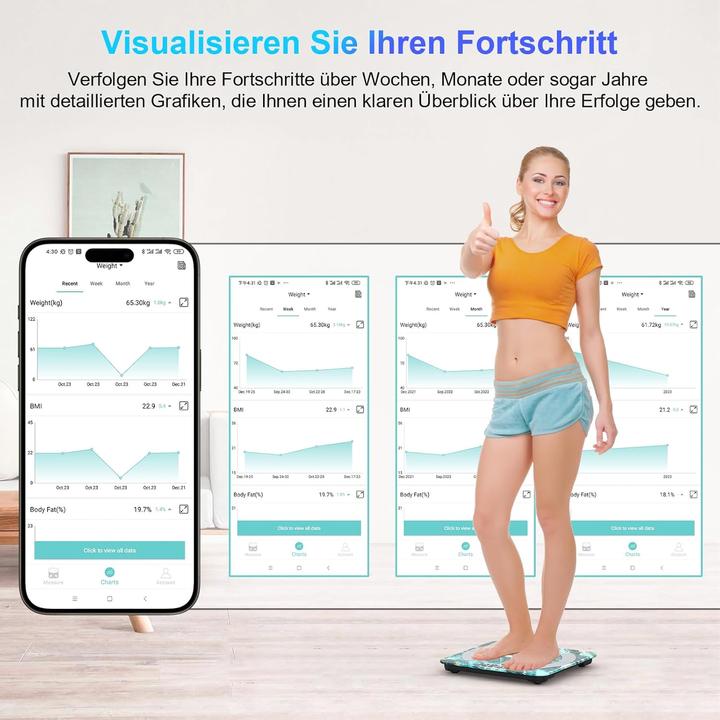 Immagine prodotto Healthkeep Digitale Körperfettwaage mit App & Bluetooth-Funktion (180 kg)