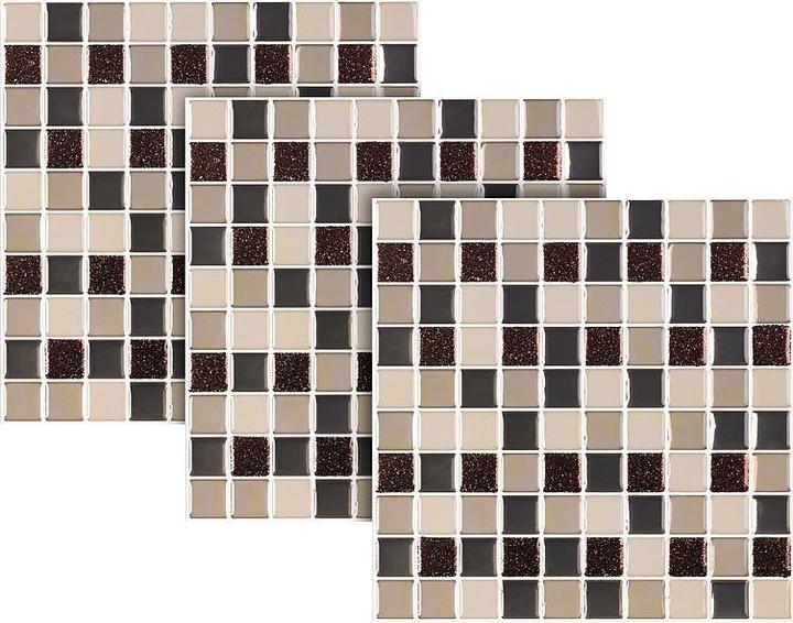 Actual product image Infactory Self-adhesive 3D mosaic glitter tile stickers, 26 x 26cm, set of 15 (26 x 26 cm)