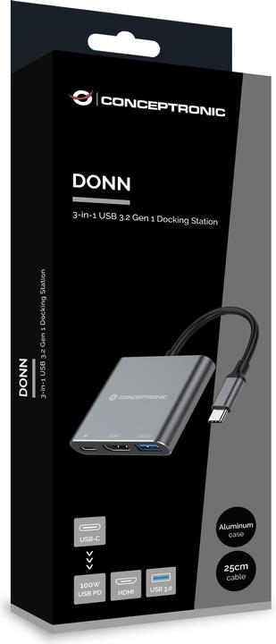 Produktbild Conceptronic USB Typ-C zu (HDMI, USB Typ-C, USB-A, 25 cm)