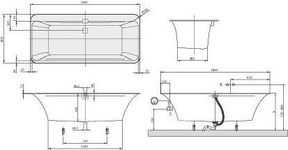 Image du produit Villeroy & Boch Système balnéo V&B SQUARO EDGE 12 m BW ov 180x80 Tech. Pos 2 we (180 l, 180 cm, 80 cm)