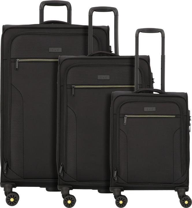 Immagine prodotto D&N Travel Line 9704 Set di valigie a 4 ruote, 3 pezzi con ripiegamento elastico (220 l, XL (da 115l))
