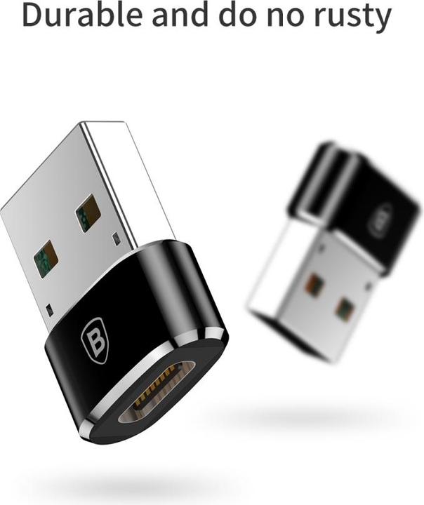 Actual product image Baseus USB Male To Type-C Female Adapter Converter Black (USB-C, 1.70 cm)
