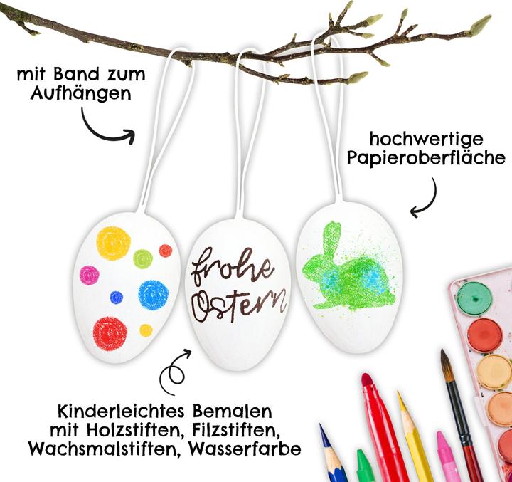 Image du produit Papierdrachen Oeufs de Pâques en papier mâché - Blanc (12 x)
