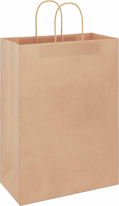 Produktbild VidaXL Kraftpapiertüten 250 Stk. mit Henkel Braun 32x17x44 cm Papiertüte (Geschenktüte, 250 x)