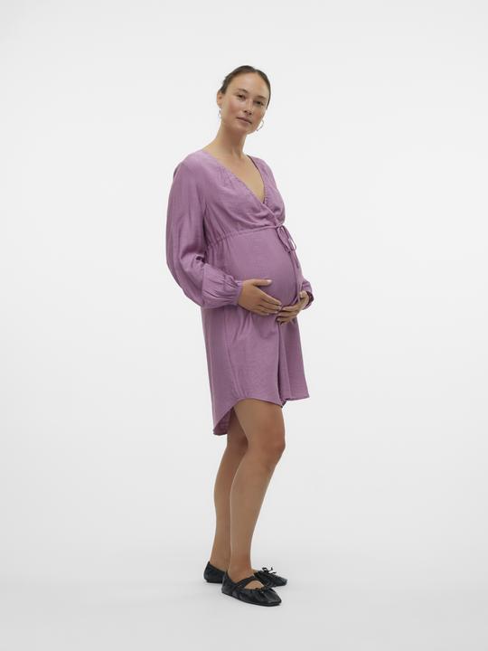Produktbild Mamalicious Normal geschnitten V-Ausschnitt Elastische Bündchen Kurzes Kleid Kleid (XXL)