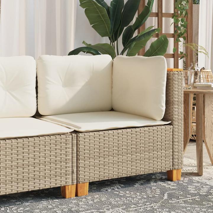 Image du produit VidaXL Jardin Canapé d'angle Coussin Canapé central Canapé de jardin Beige Poly rotin