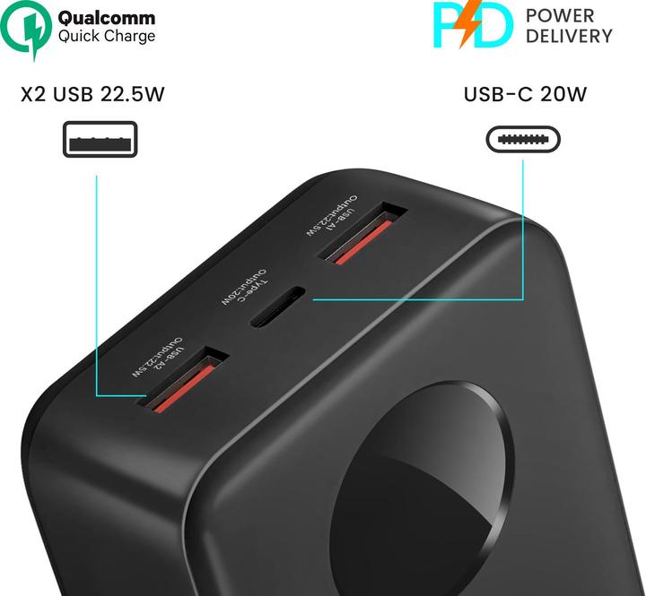 Actual product image Bwoo Power bank 22,5W 30000 mAh power bank with LCD screen, black (30000 mAh, 20 W, 20 Wh)