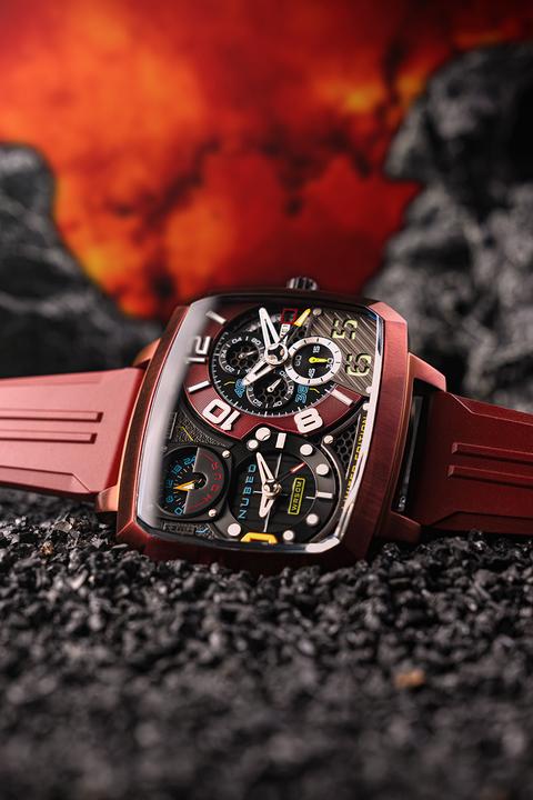 Actual product image Nubeo NB-6084-02 Men's watch Odyssey Triple Time-Zone Limited 58mm 5ATM (Chronograph)