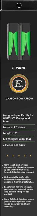 Immagine prodotto Ek Archery Frecce Whipshot in carbonio da 15 pollici in confezione da 6 pezzi