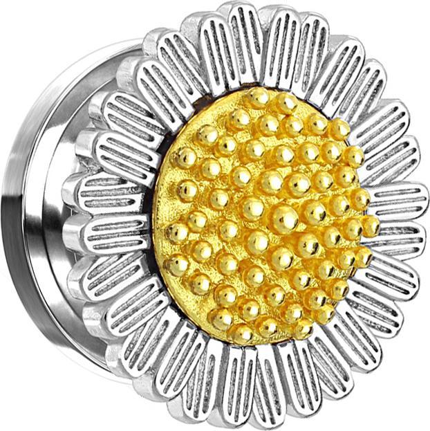 Image du produit Star Piercing Flesh Plug argent marguerite (sans laiton, Acier chirurgical 316L)