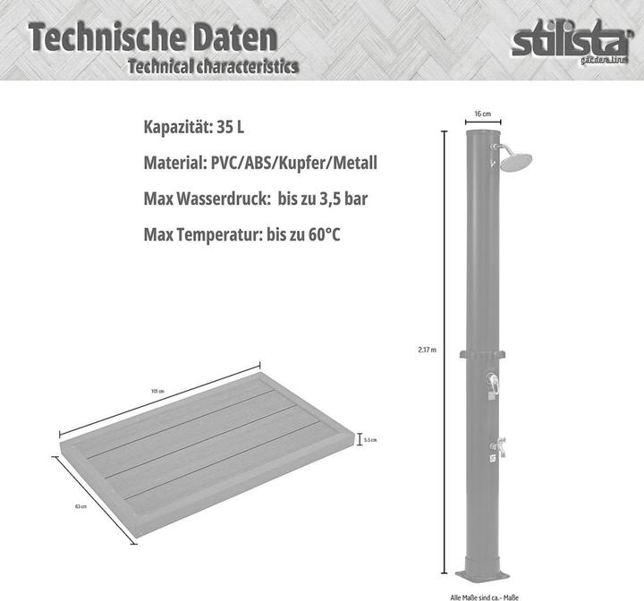 Produktbild Stilista Solardusche + Bodenelement