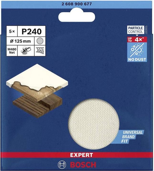 Produktbild Bosch Professional Zubehör EXPERT M480 Schleifnetz für Exzenterschleifer, 125 mm, G 240, 5 Stück (240)