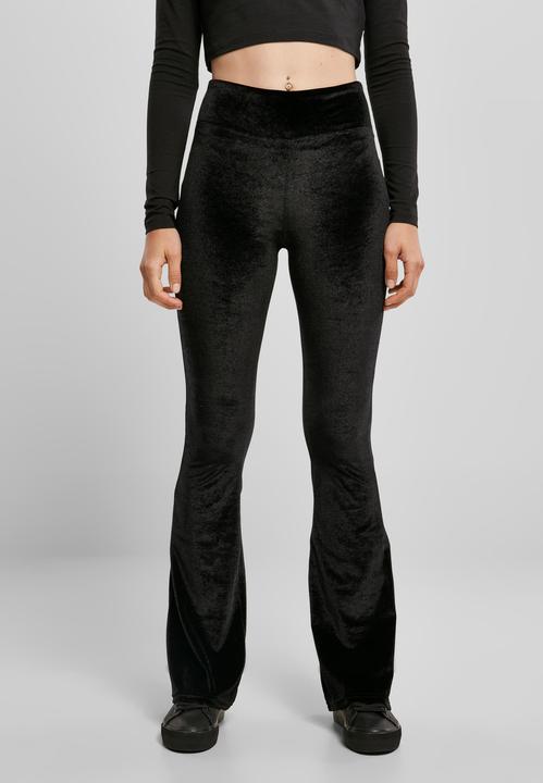 Actual product image Urban Classics Ladies High Waist Velvet Boot Cut Leggings (S)