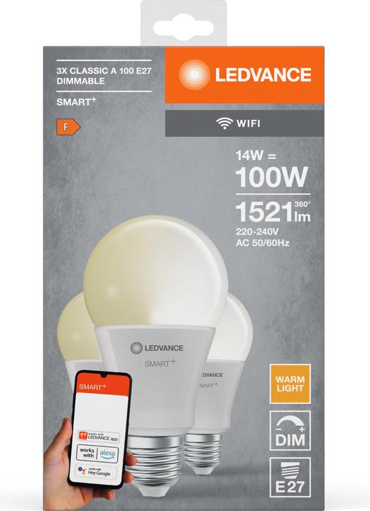 Produktbild Ledvance Smart+ Wifi Classic (E27, 14 W, 1521 lm, 3 x, F)