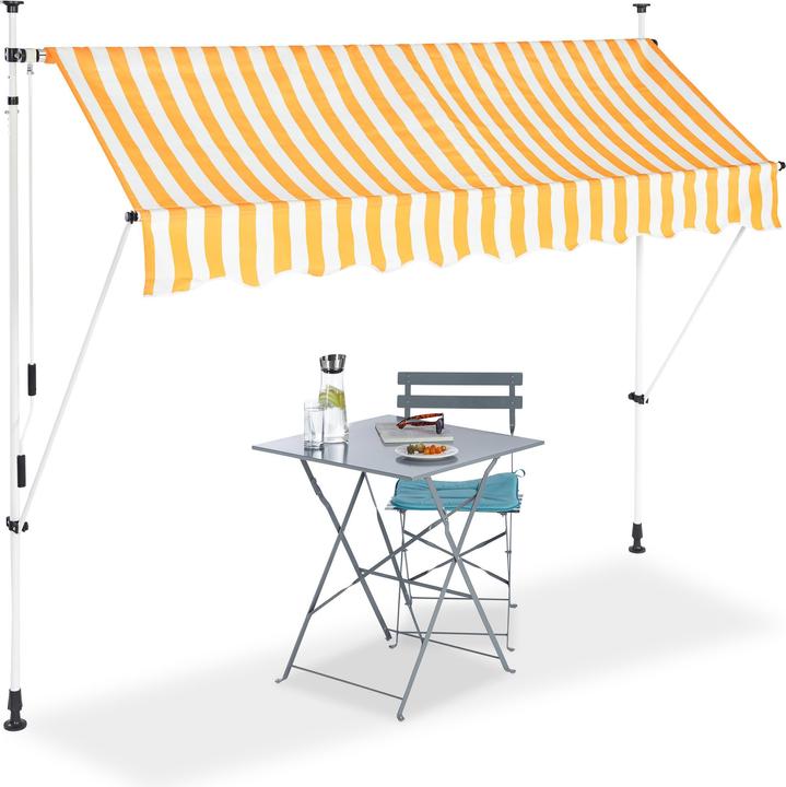 Actual product image Relaxdays Telescopic Canopy Yellow/White (2.50 m)