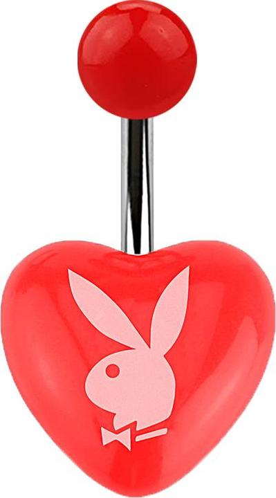Immagine prodotto Star Piercing Banana argento con cuore rosso e coniglietto Playboy (Acrilico, senza ottone, Acciaio chirurgico 316L)