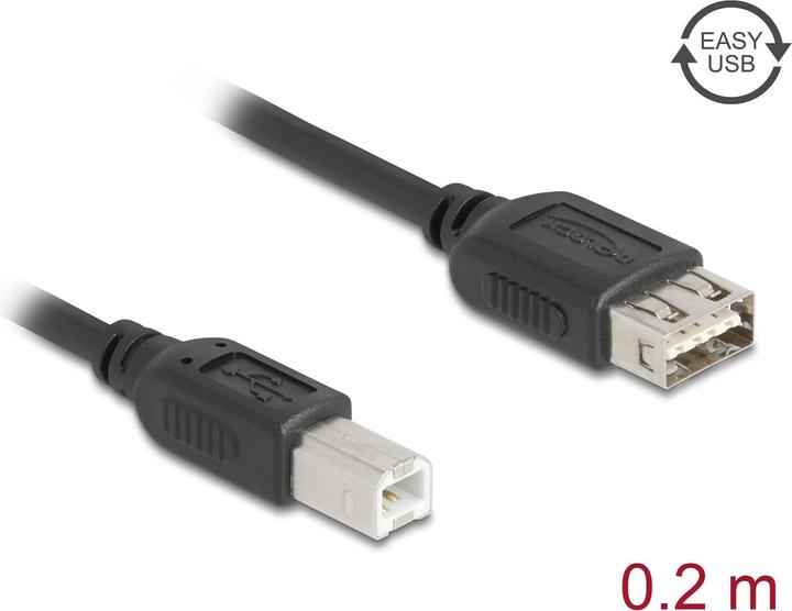 Produktbild Delock USB 2.0 Kabel USB Typ-B Stecker zu EASY USB Typ-A Buchse 0,2 m (0.20 m, USB 2.0)
