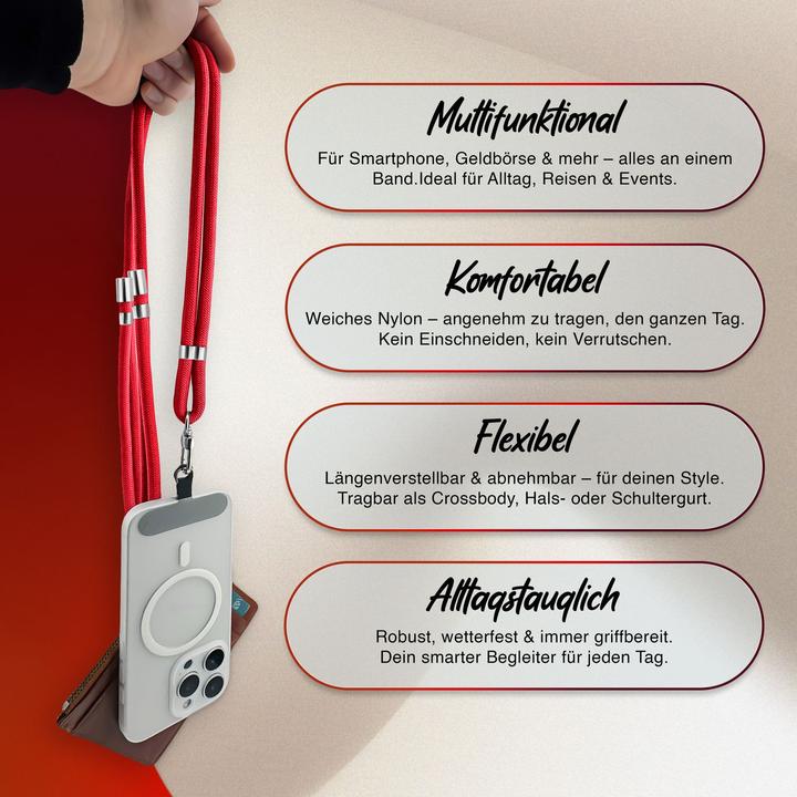Produktbild Nalia HoldMe Lanyard Handykette – Universal Trageband für Smartphones - Verstellbar, Soft & Elastisch