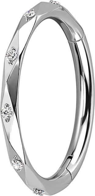 Produktbild Star Piercing Micro Segmentring klappbar silber facettiert mit Kristallen silber (ohne Messing, Titan G23)