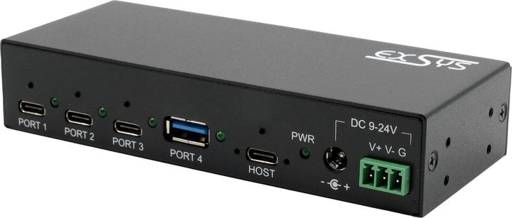 Actual product image Exsys Industrial USB 3.2 Gen 2x1 Hub 4-Port (USB-C, 4 Ports)