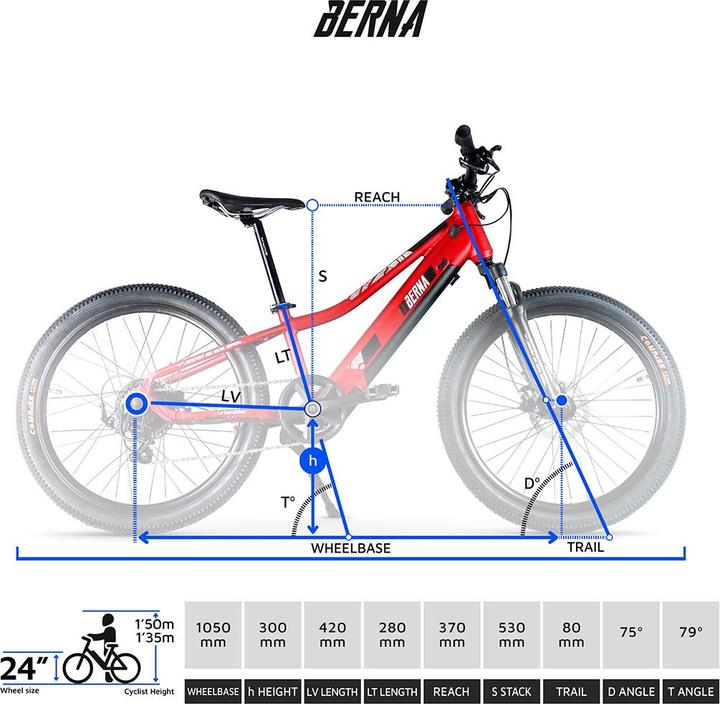 Immagine prodotto Urbanbiker Berna 24" | e-bike per bambini | autonomia 70KM (60.96 cm)