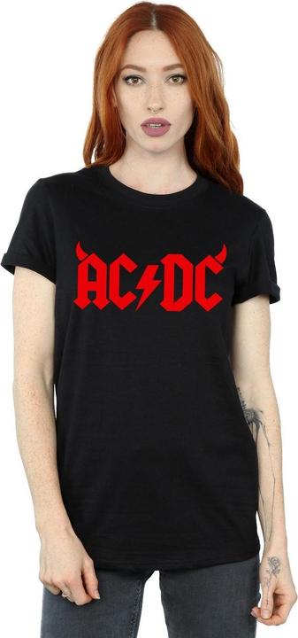 Actual product image AC/DC Womens/Ladies Horns Logo Cotton Boyfriend T-Shirt (XL)